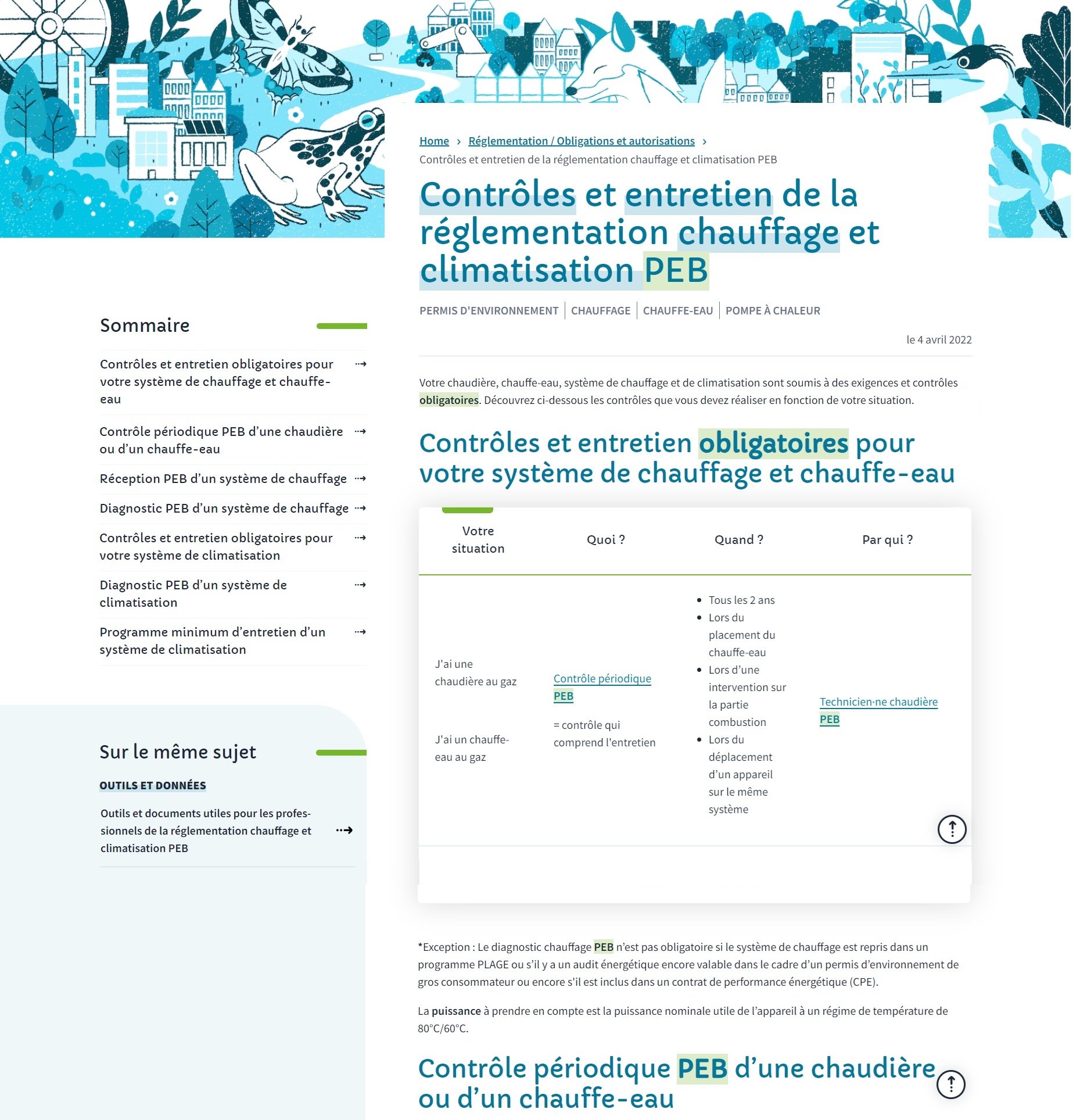 Contrôles et entretien de la réglementation chauffage et climatisation PEB