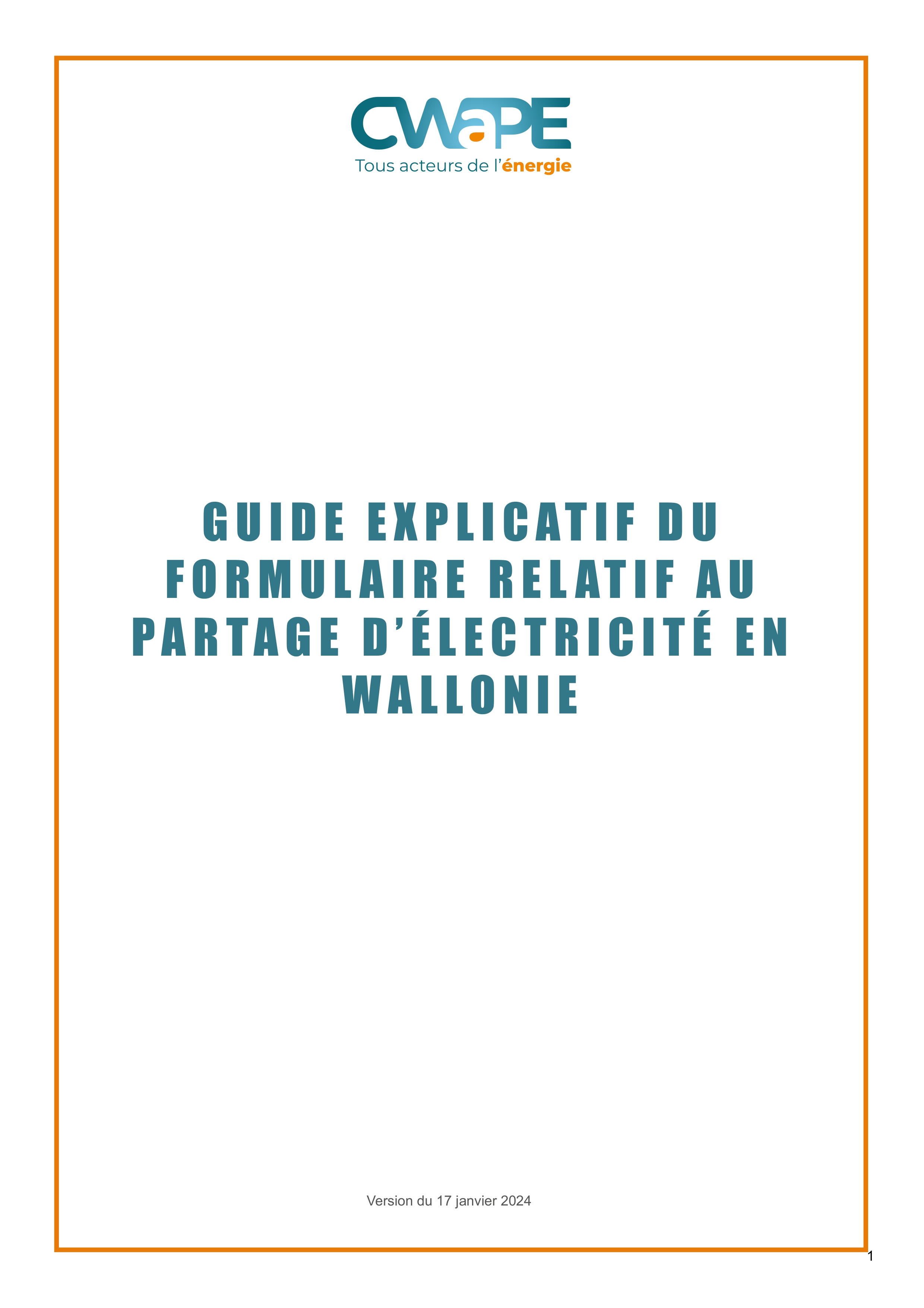 Guide explicatif du formulaire relatif au partage d'électricité en Wallonie