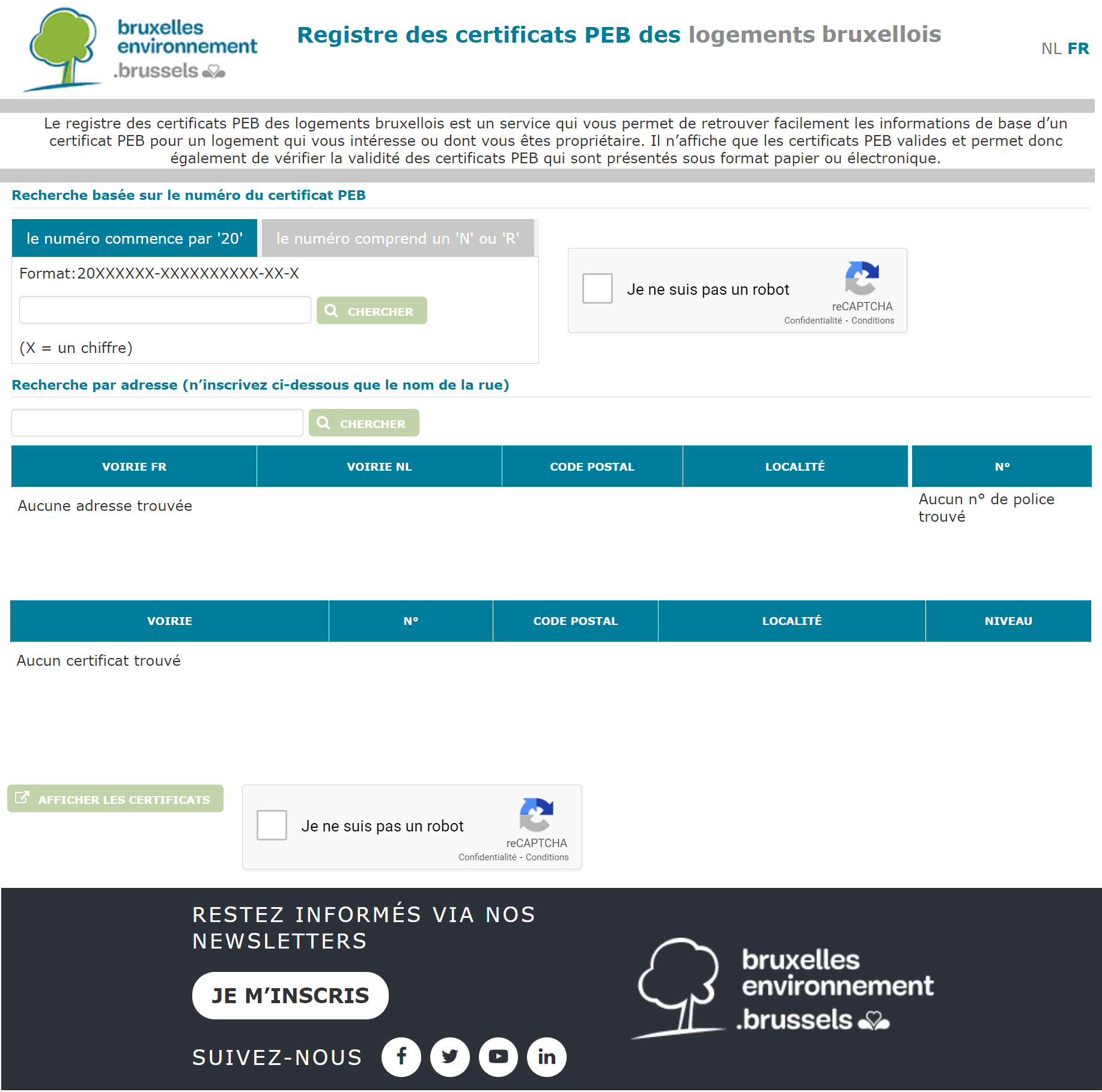 Registre des certificats PEB des logements à Bruxelles